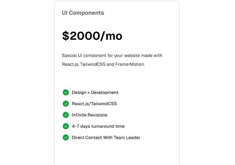 Pricing Component